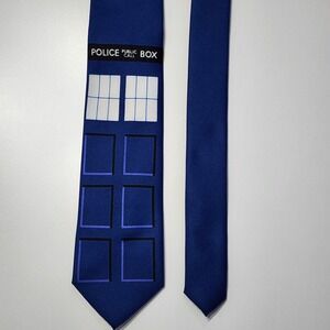 Doctor Who Tardis Necktie Blue Police Box BBC Cosplay Sci-Fi Geek Grad Prom Work